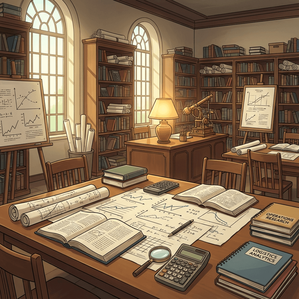 Vintage library with Operations Research books