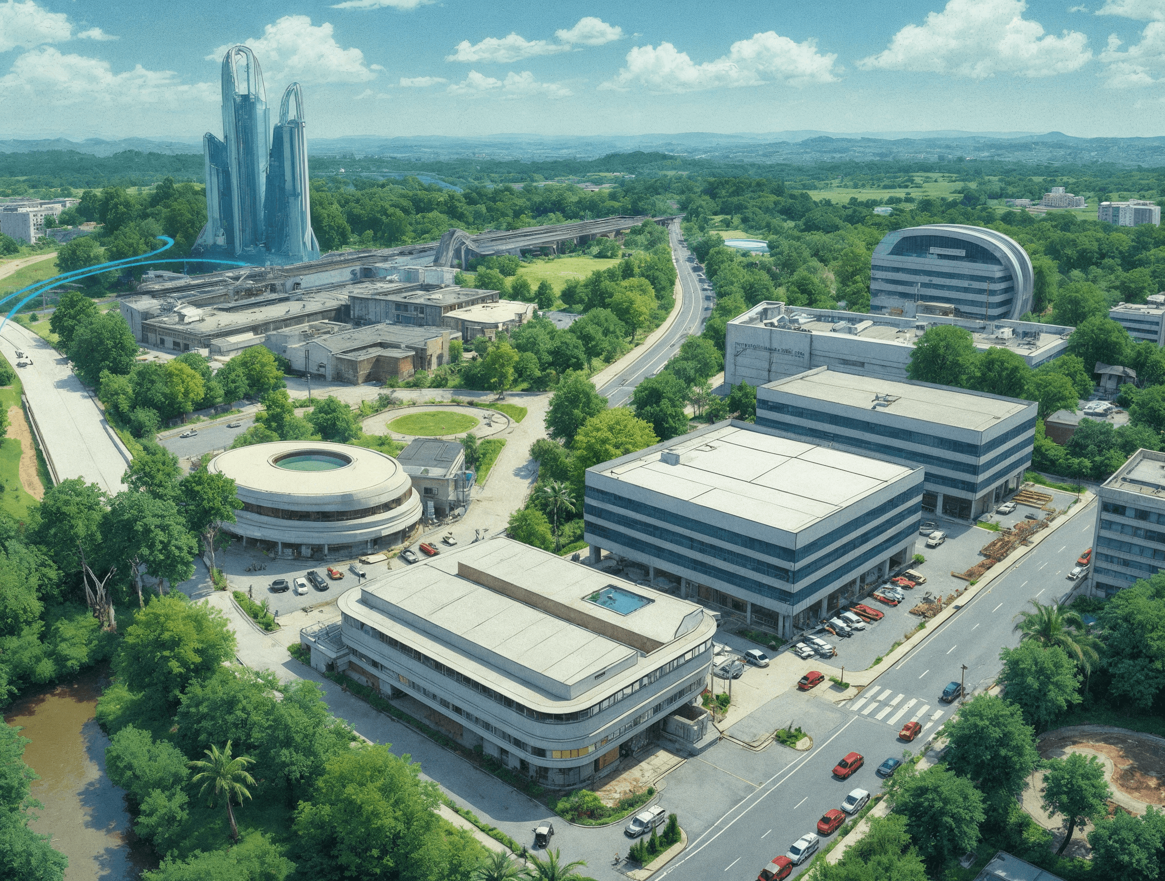 Eco friendly futuristic city view